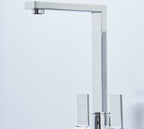 Ayton Mono Bloc Twin Flat Handle Square Spout - Chrome