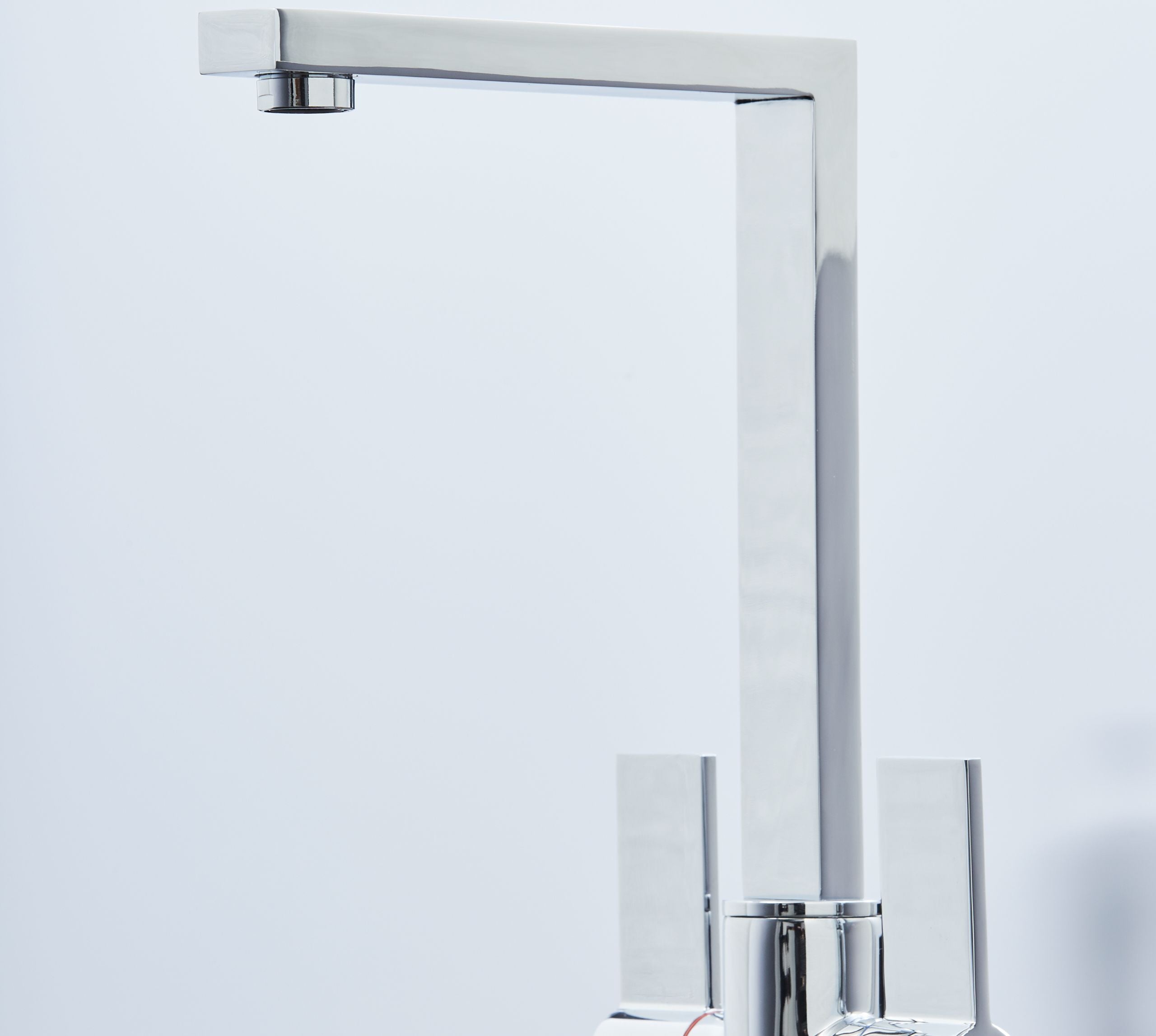 Ayton Mono Bloc Twin Flat Handle Square Spout - Chrome