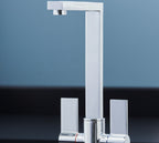 Ayton Mono Bloc Twin Flat Handle Square Spout - Chrome