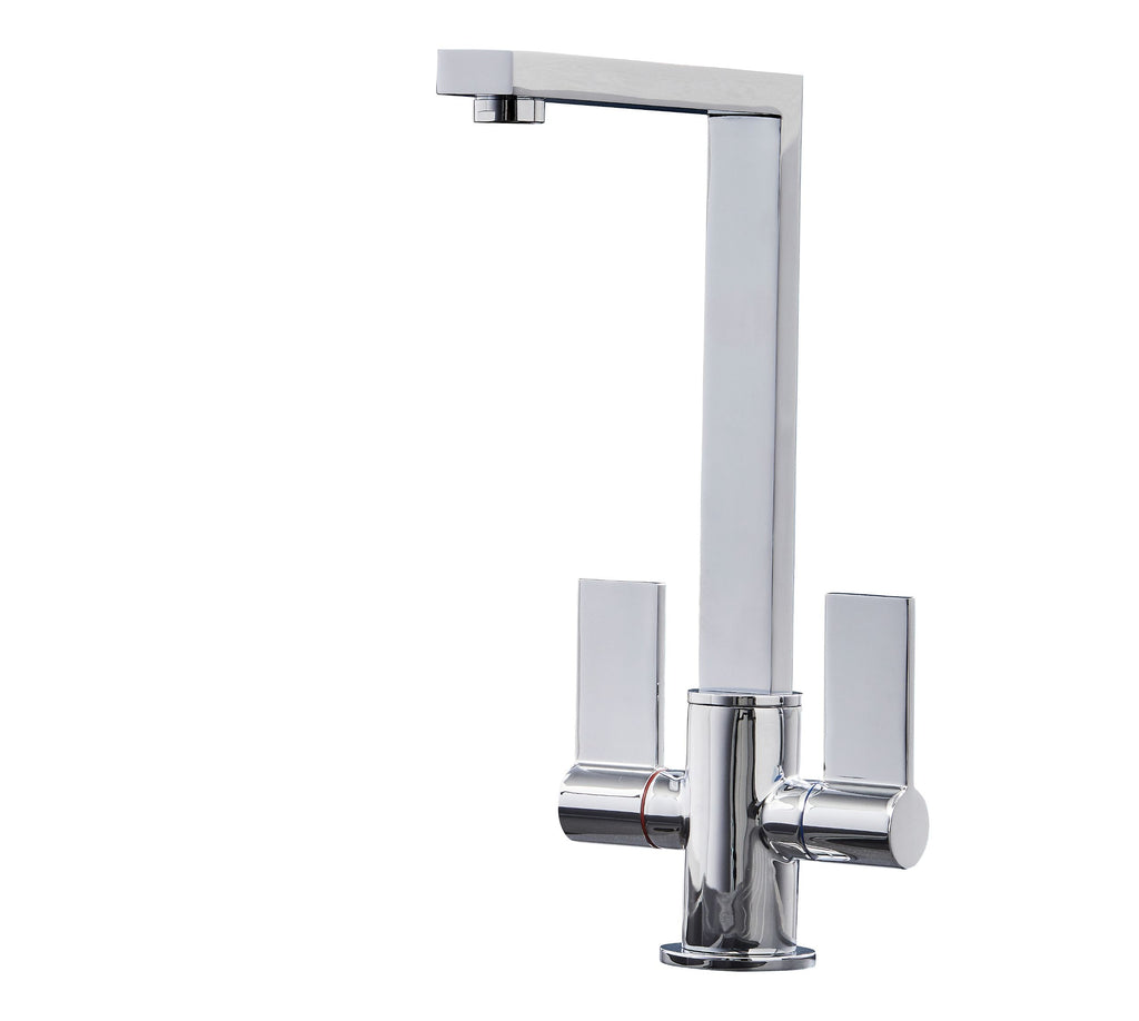 Ayton Mono Bloc Twin Flat Handle Square Spout - Chrome