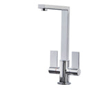 Ayton Mono Bloc Twin Flat Handle Square Spout - Chrome