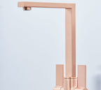 Ayton Mono Bloc Twin Flat Lever with Square Spout - Copper