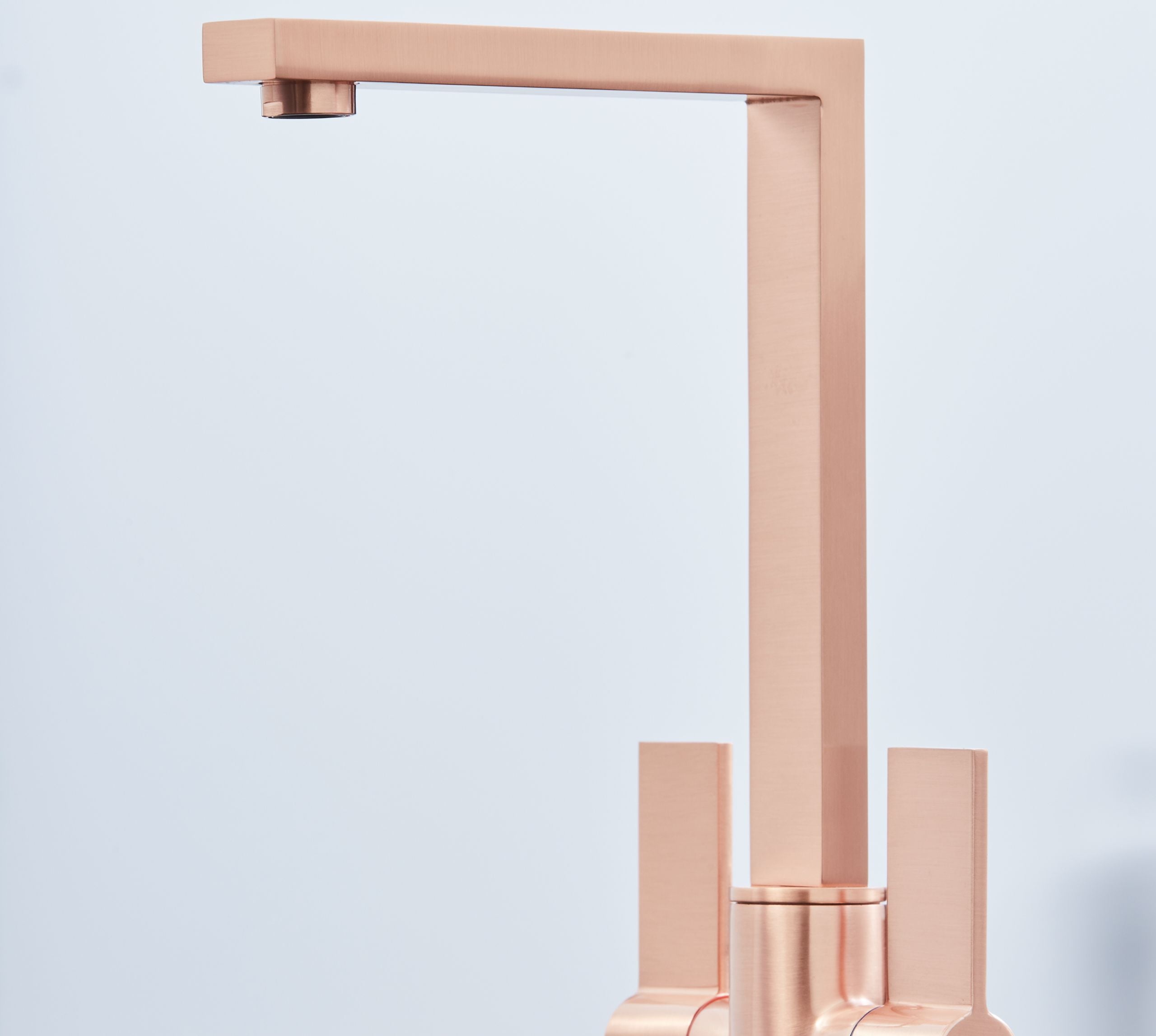 Ayton Mono Bloc Twin Flat Lever with Square Spout - Copper