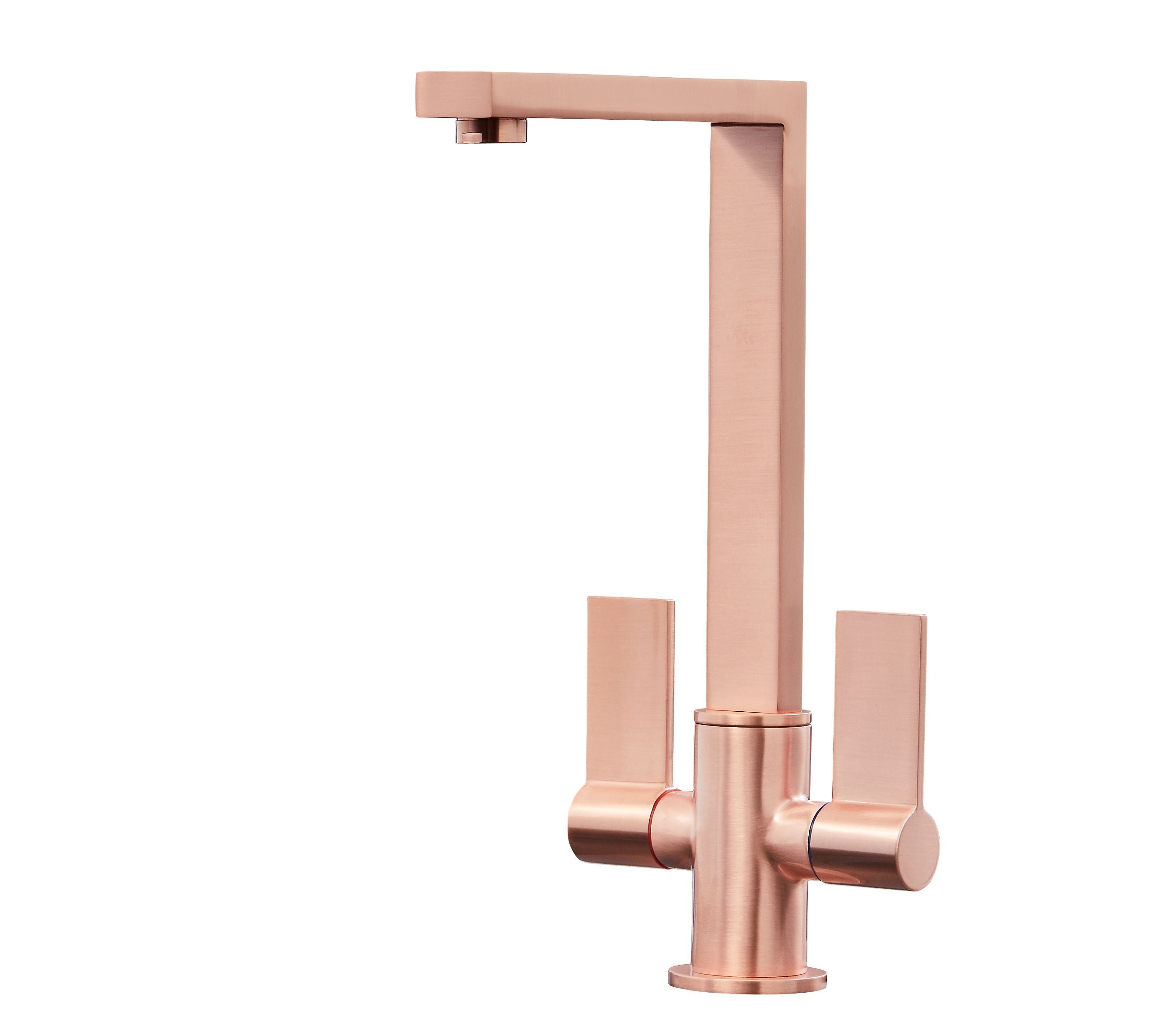 Ayton Mono Bloc Twin Flat Lever with Square Spout - Copper