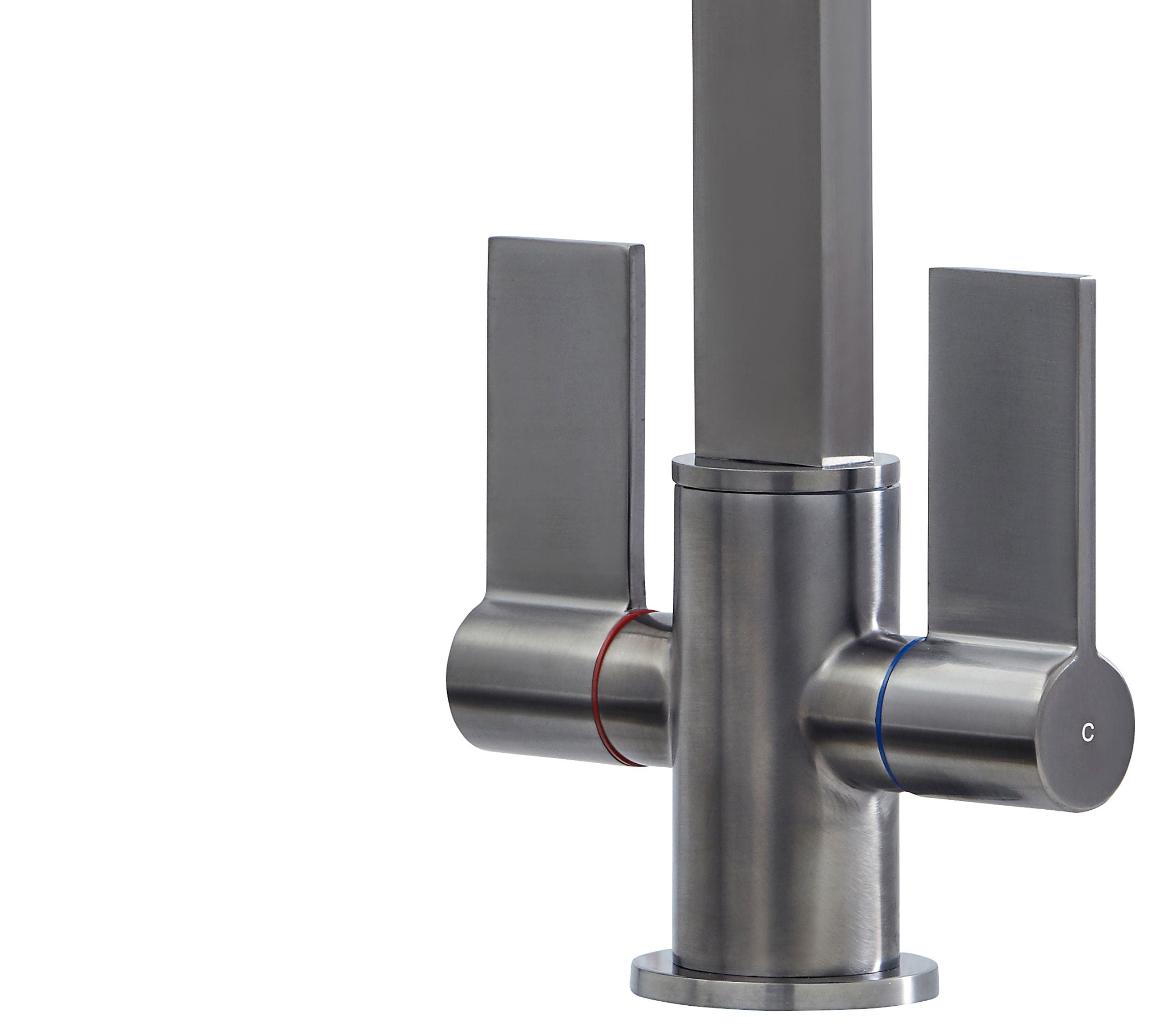 Ayton Mono Bloc with twin Flat Handles and Square spout - Gun Metal