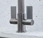 Ayton Mono Bloc with twin Flat Handles and Square spout - Gun Metal