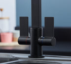 Ayton Mono Bloc Twin Flat Lever with Square Spout - Matt Black