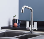 Malton Mono Bloc Flat Twin Lever Handles with Round D shaped Spout - Chrome