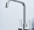 Malton Mono Bloc Flat Twin Lever Handles with Round D shaped Spout - Chrome