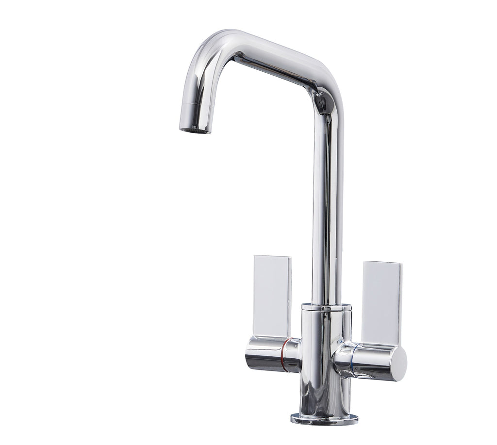 Malton Mono Bloc Flat Twin Lever Handles with Round D shaped Spout - Chrome