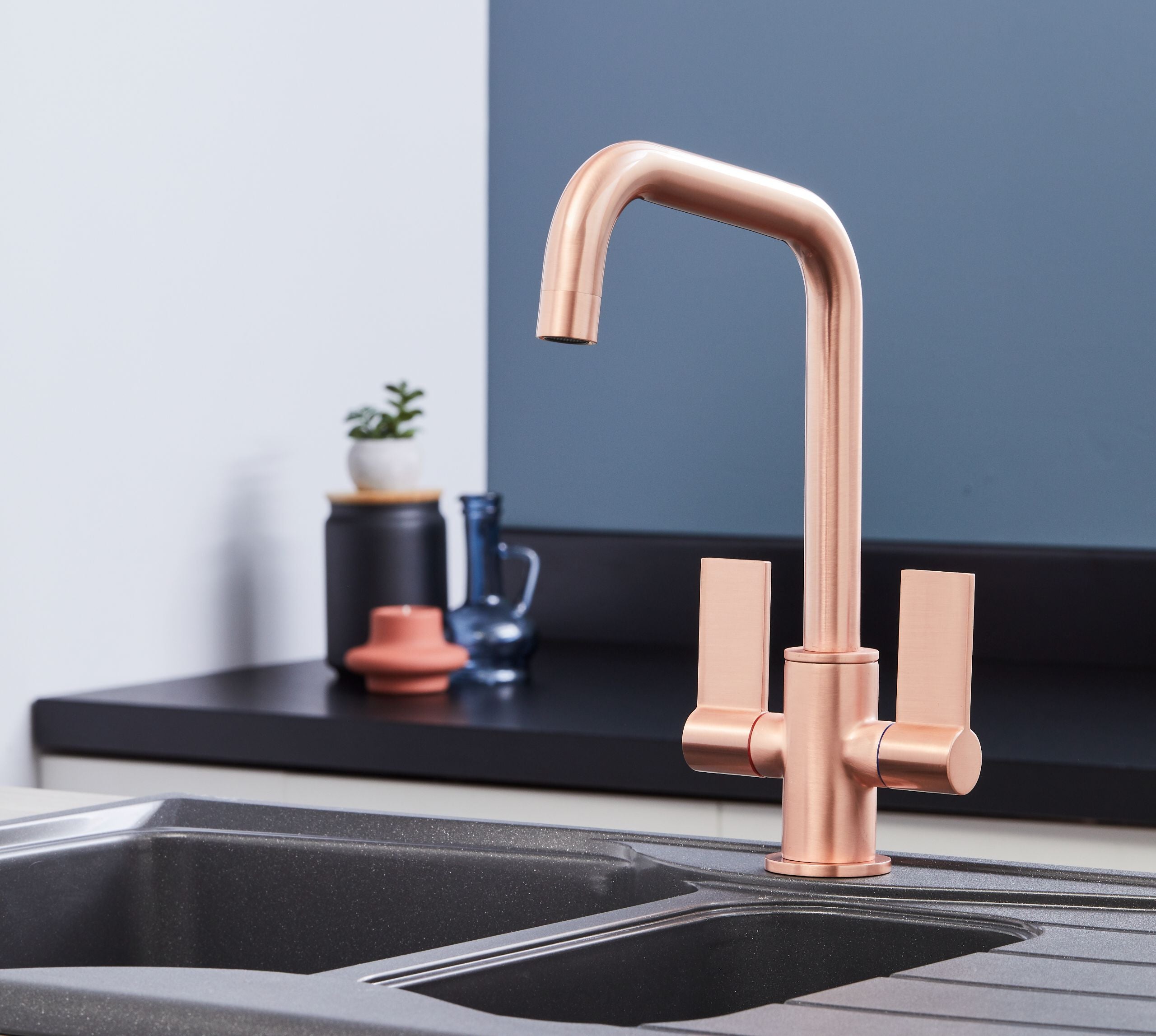 Malton Mono Bloc Flat Twin Handled with Round D Shaped Spout - Copper