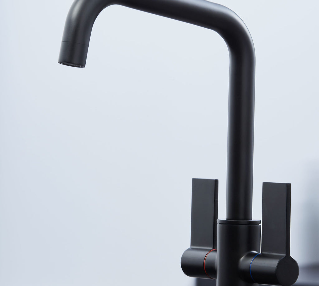 Malton Mono Bloc Twin Flat handles with D shaped spout - Matt Black