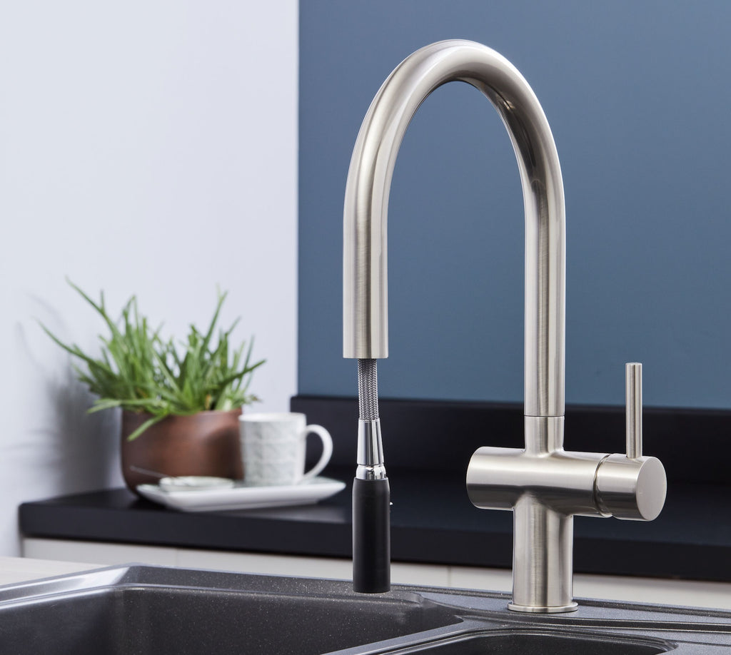 Rievaulx Pull Out Tap - Brushed Nickel
