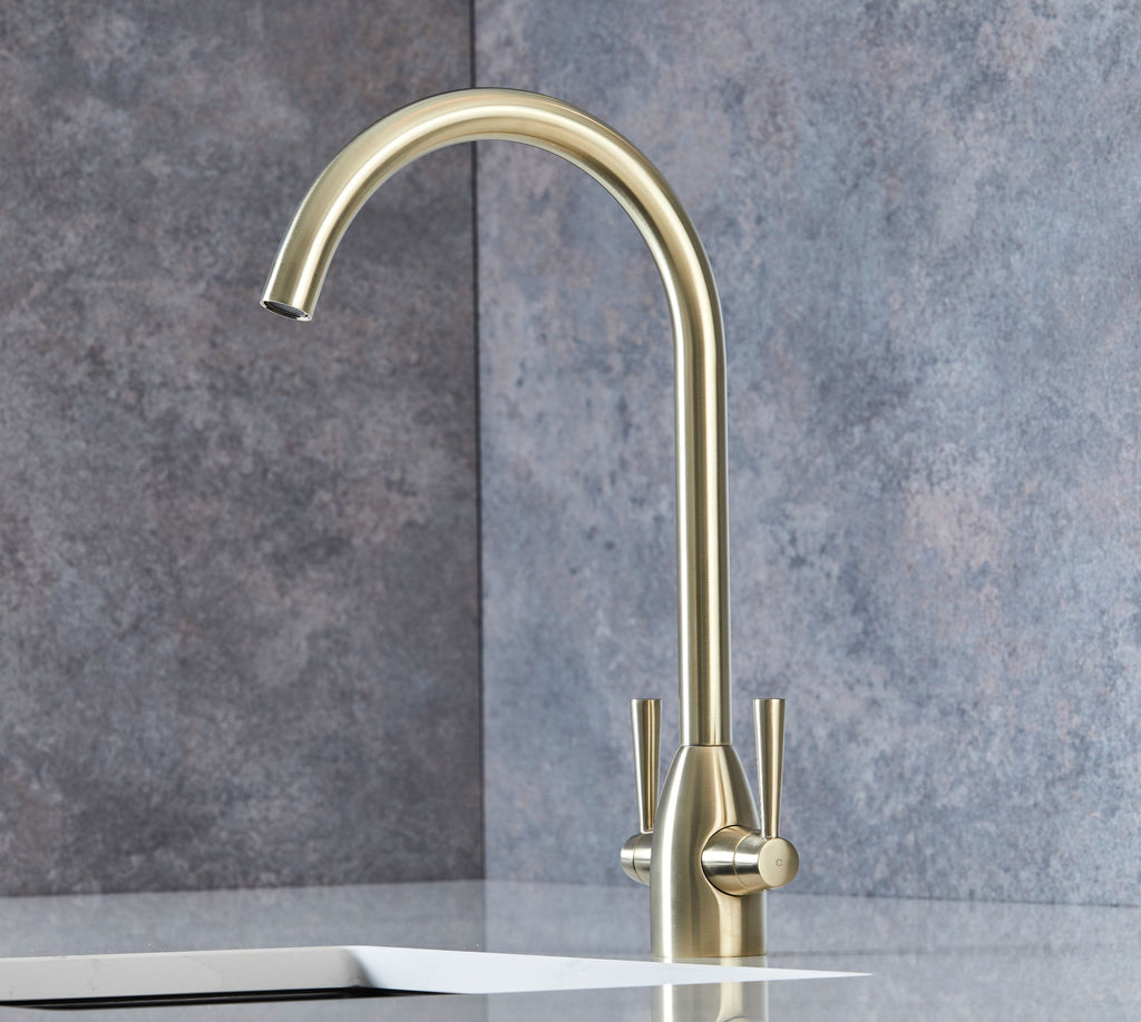 Richmond Twin Lever Mono Bloc Tap - Brushed Gold
