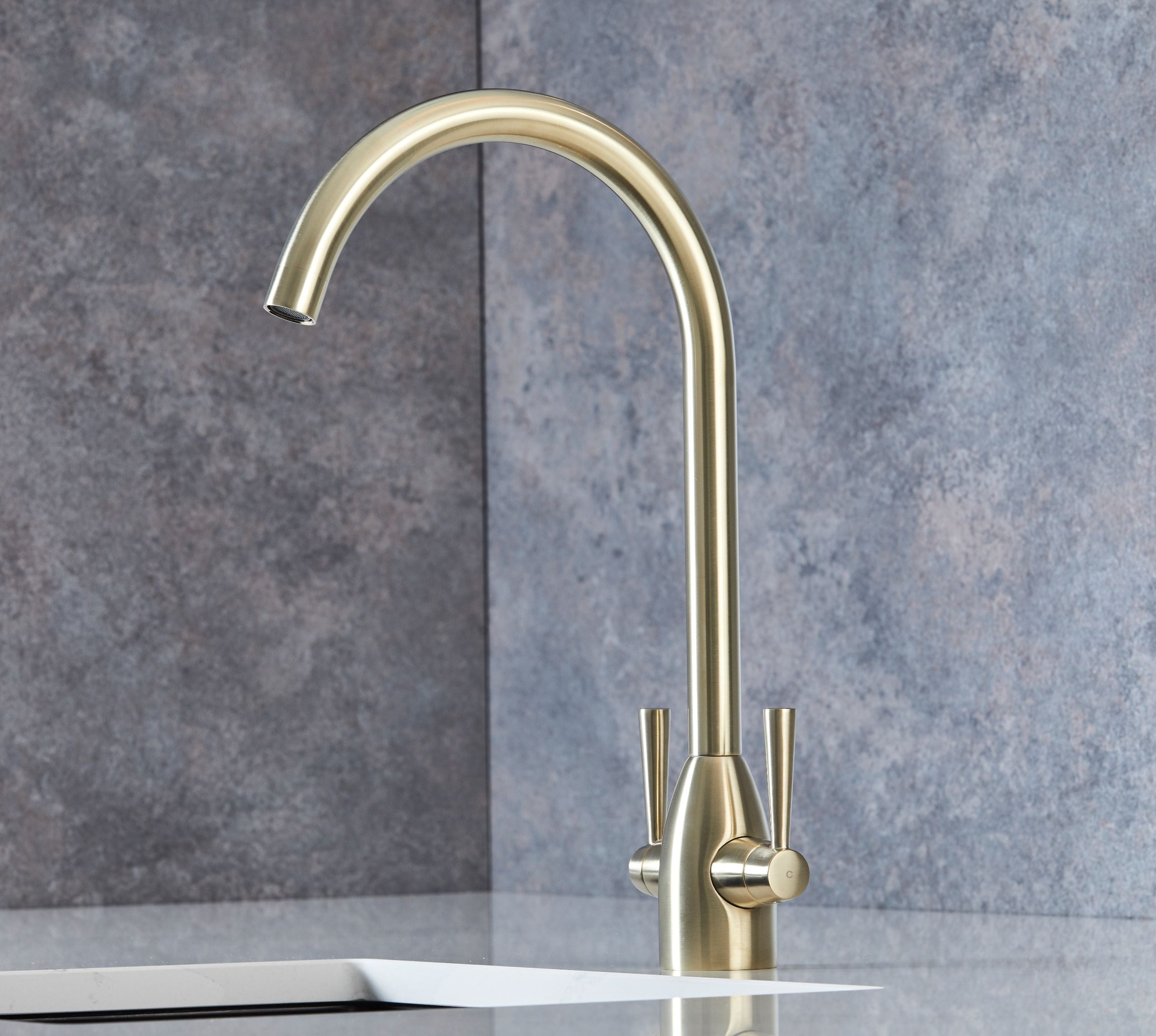Richmond Twin Lever Mono Bloc Tap - Brushed Gold