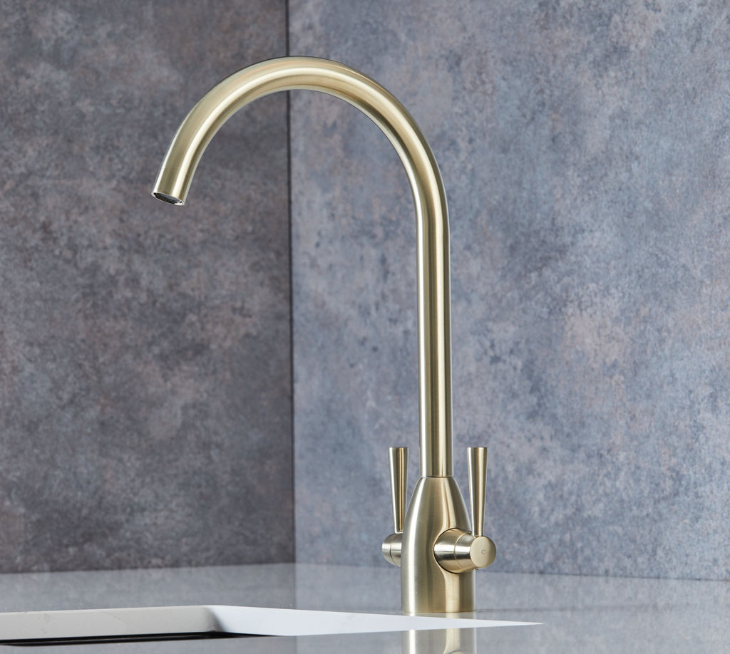Richmond Twin Lever Mono Bloc Tap - Brushed Gold