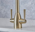 Richmond Twin Lever Mono Bloc Tap - Brushed Gold