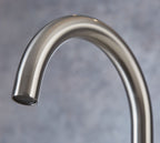 Imperial Twin Lever Traditional Style Swan Neck Mono Bloc Tap - Brushed Nickel with White Levers