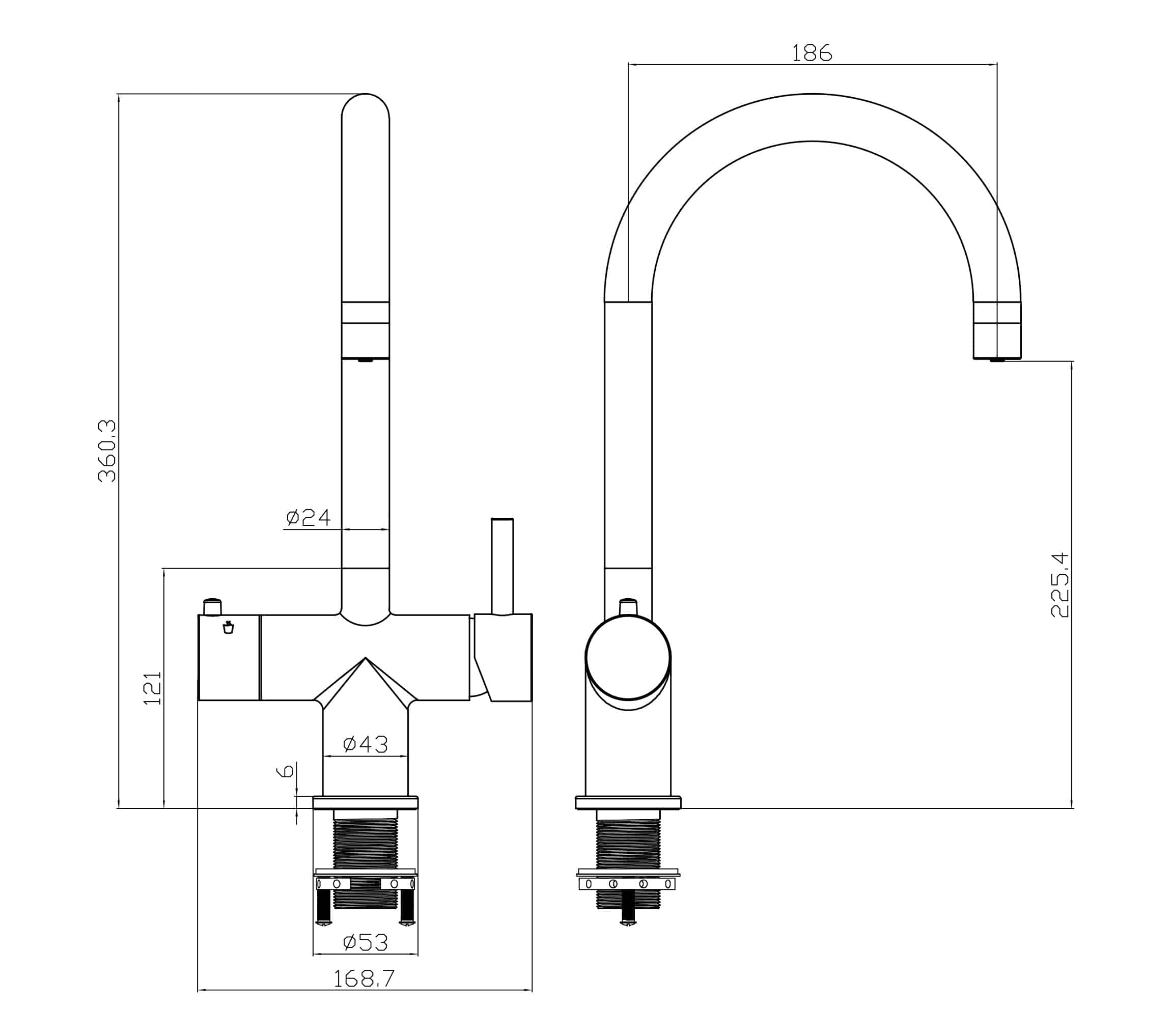 Avista 3-in-1: Swan Neck - Matt Black