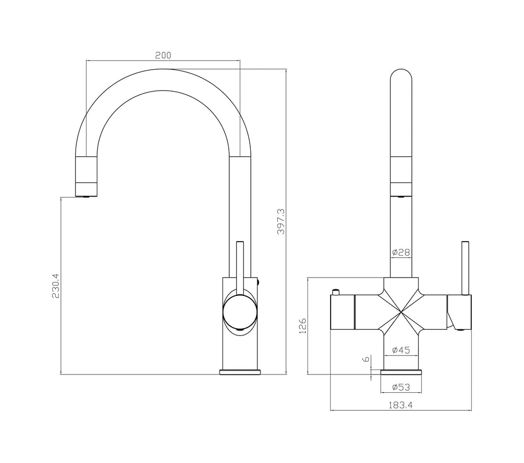Quantum 4-in-1: Swan Neck - Brushed Nickel