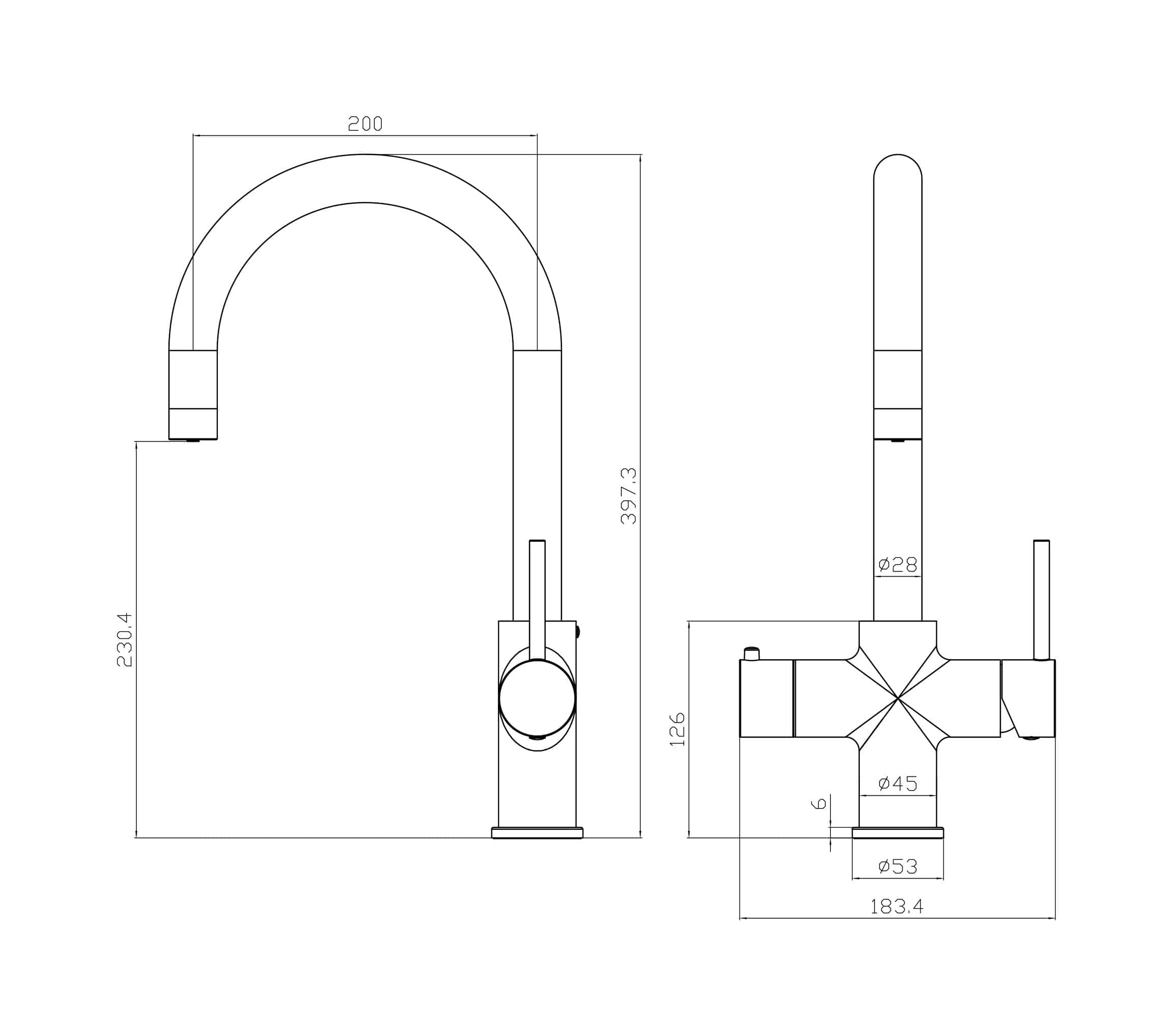 Quantum 4-in-1: Swan Neck - Brushed Nickel