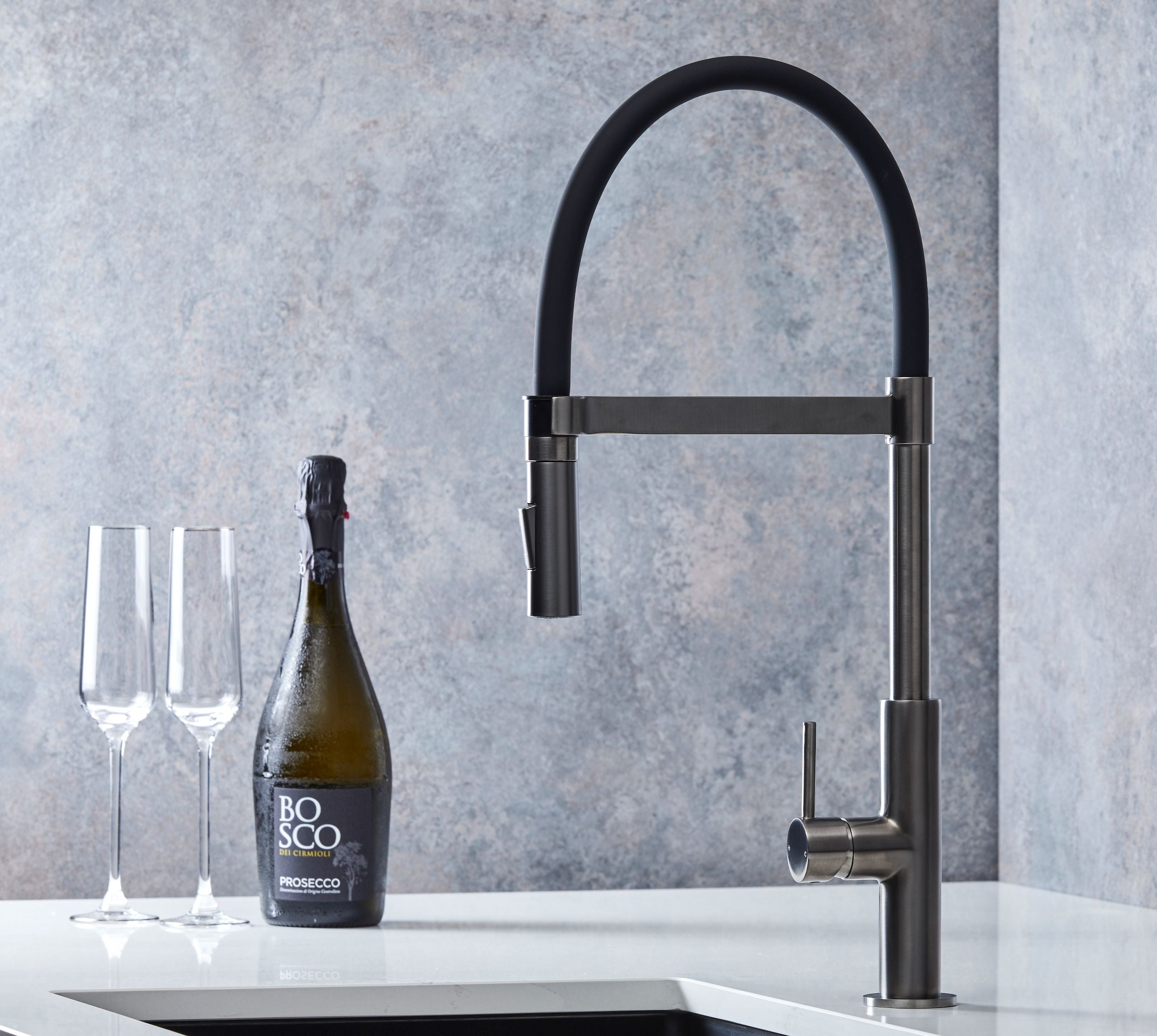 Malham Flexi Pull Down, Dual lever tap- Gun Metal