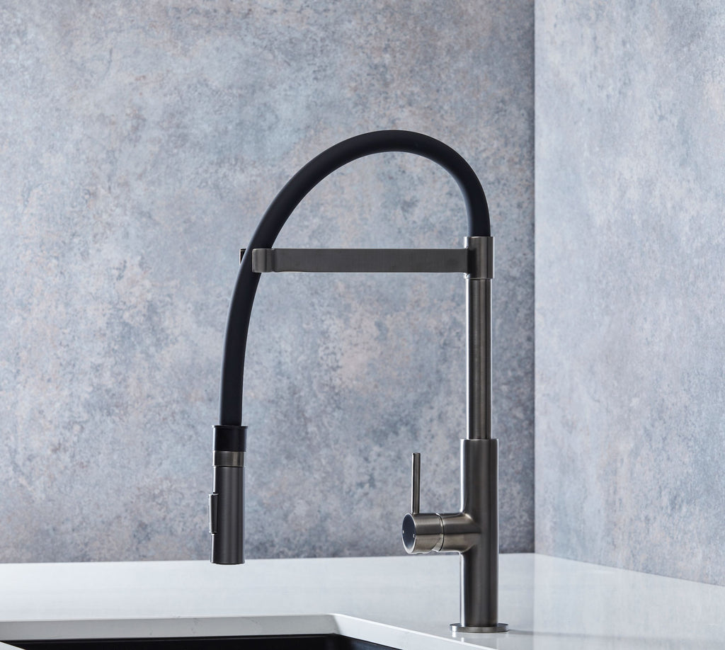 Malham Flexi Pull Down, Dual lever tap- Gun Metal