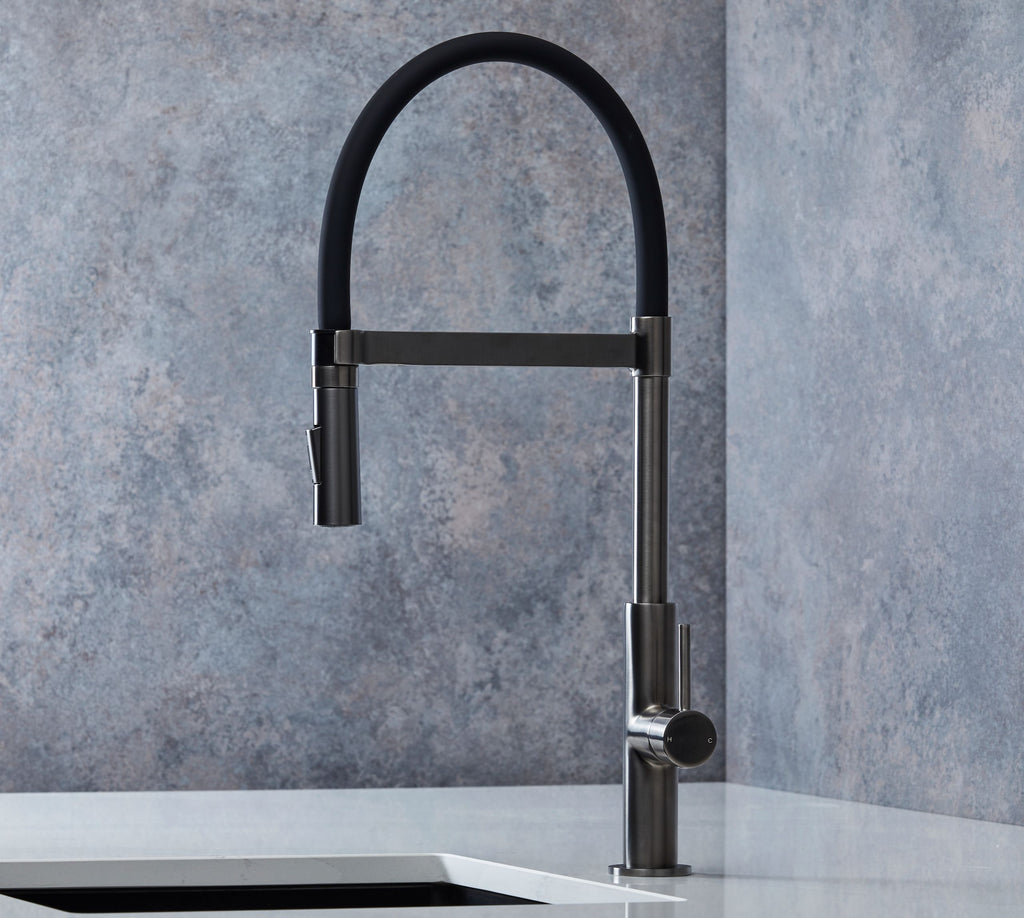 Malham Flexi Pull Down, Dual lever tap- Gun Metal
