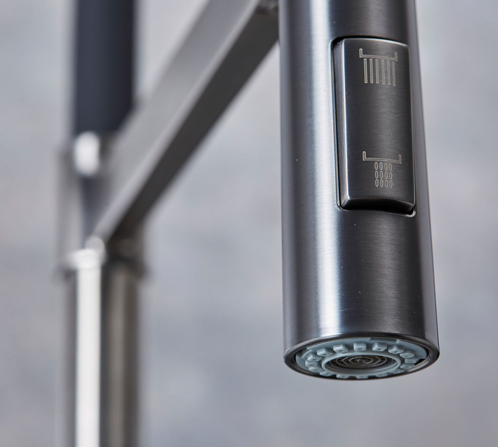 Malham Flexi Pull Down, Dual lever tap- Gun Metal