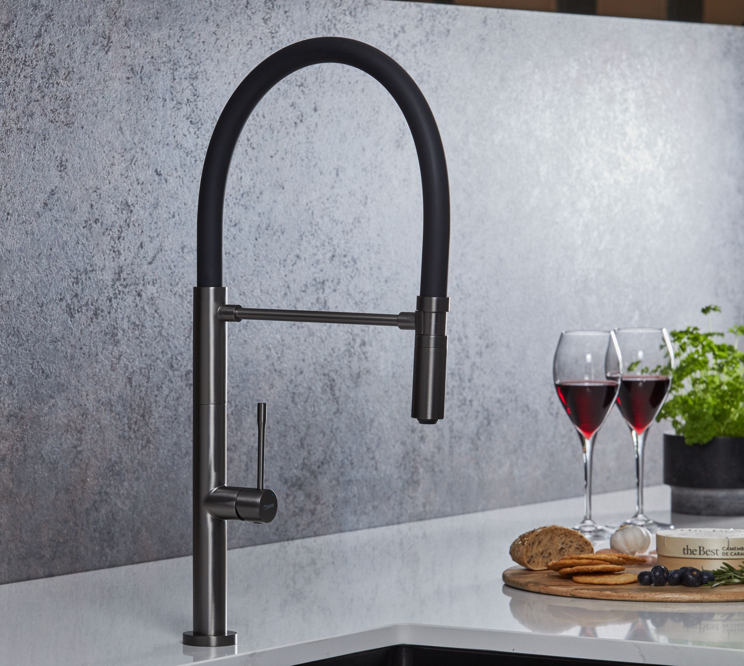 Malham Flexi Pull Down, Dual lever tap- Gun Metal