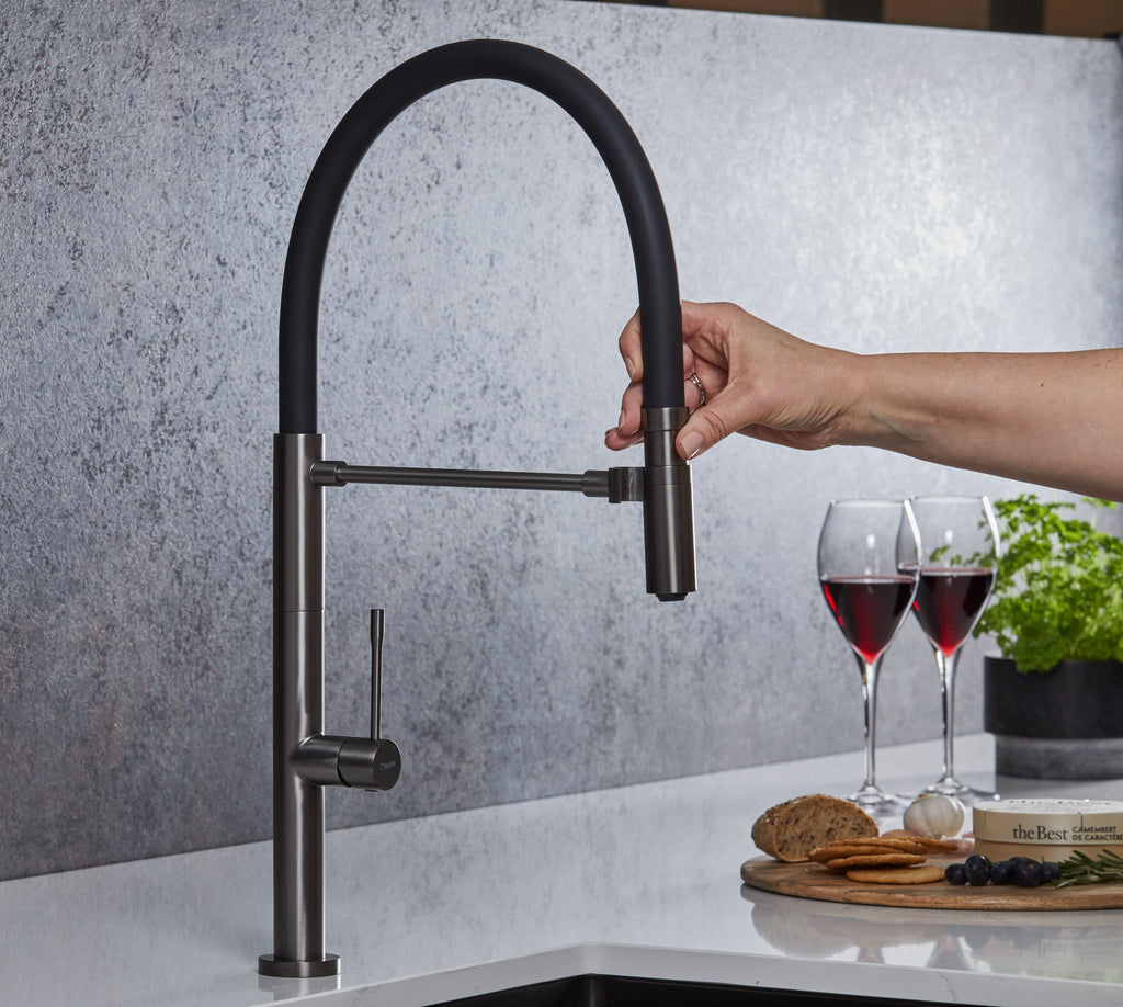 Malham Flexi Pull Down, Dual lever tap- Gun Metal