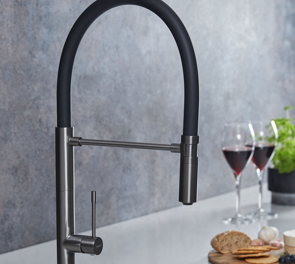 Malham Flexi Pull Down, Dual lever tap- Gun Metal