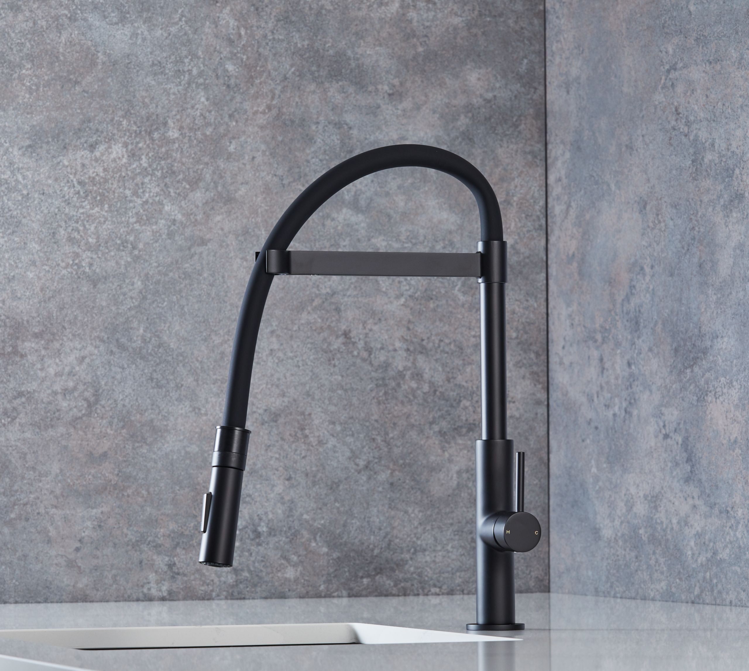 Malham Flexi Pull Down, Dual lever tap
- Matt Black