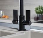 Malton Mono Bloc Twin Flat handles with D shaped spout - Matt Black