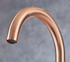 Imperial Twin Lever Traditional Style Swan Neck Mono Bloc Kitchen Tap - Copper with White Handles