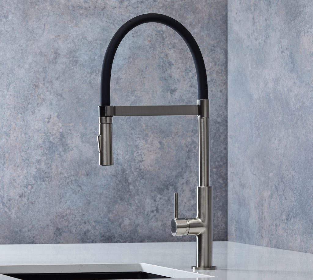 Malham Flexi Pull Down, Dual lever tap
- Brushed Nickel