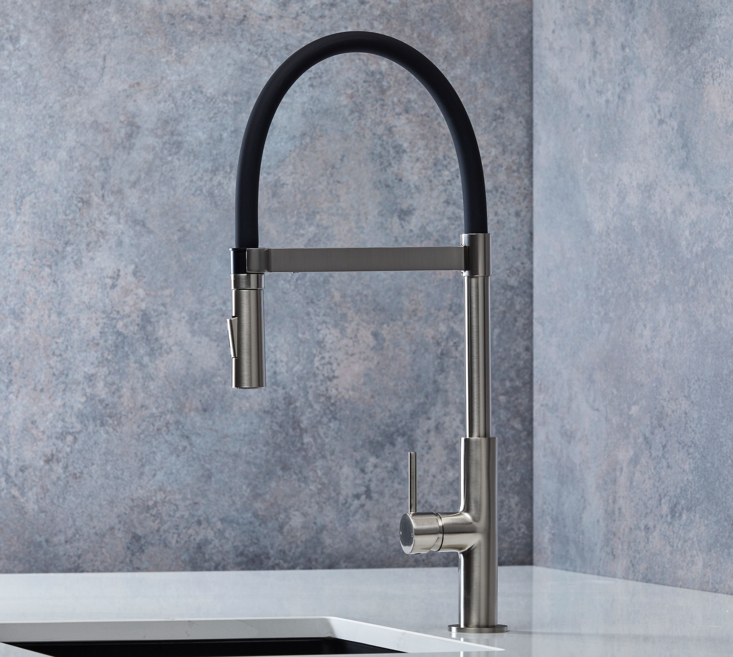 Malham Flexi Pull Down, Dual lever tap
- Brushed Nickel