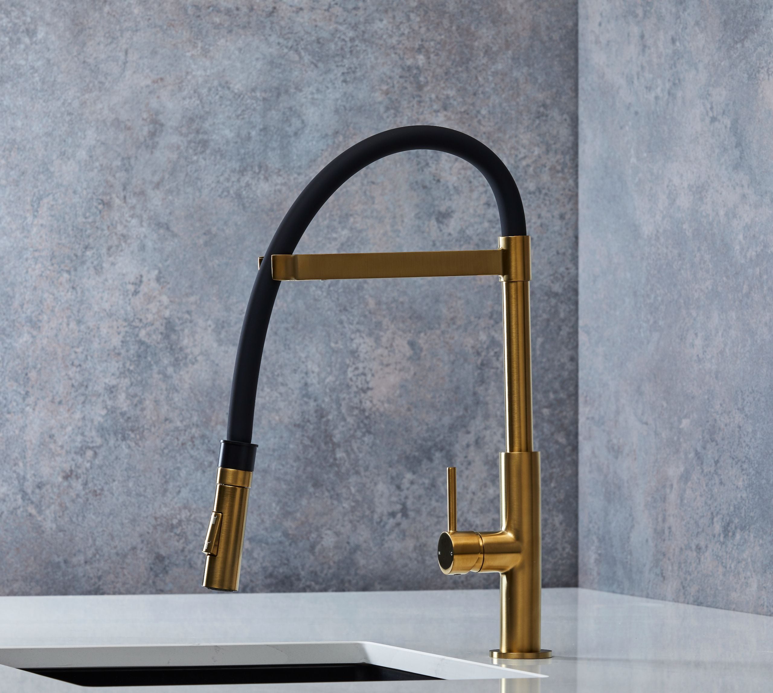 Malham Flexi Pull Down, Dual lever tap
- Brushed Brass