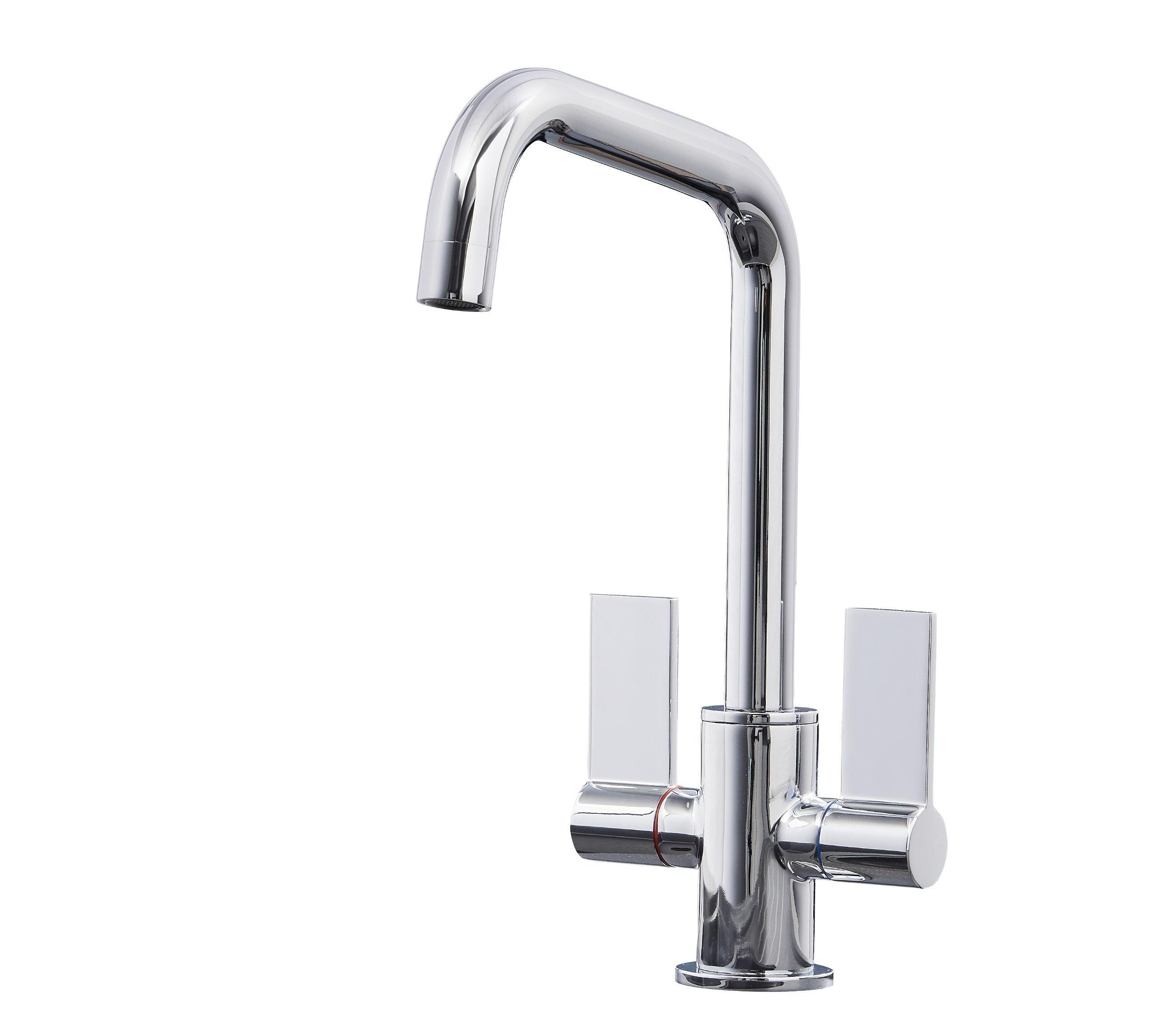 Malton Mono Bloc Flat Twin Lever Handles with Round D shaped Spout - Chrome