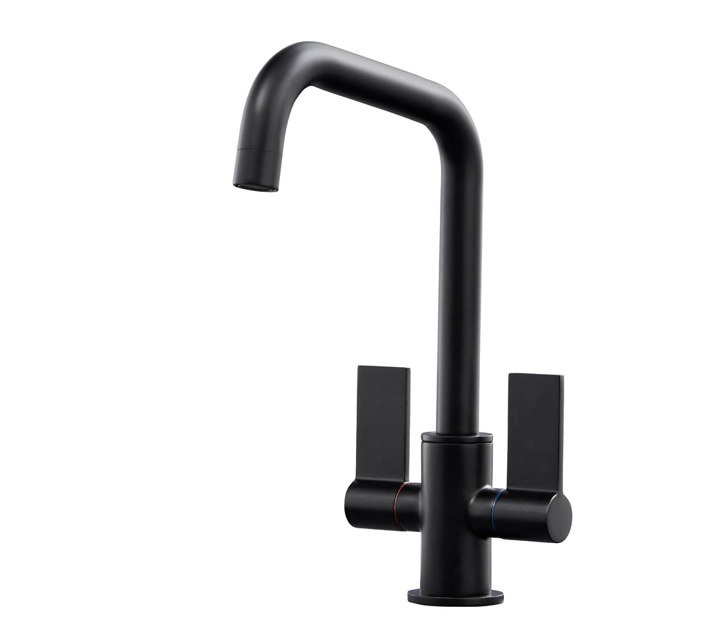 Malton Mono Bloc Twin Flat handles with D shaped spout - Matt Black