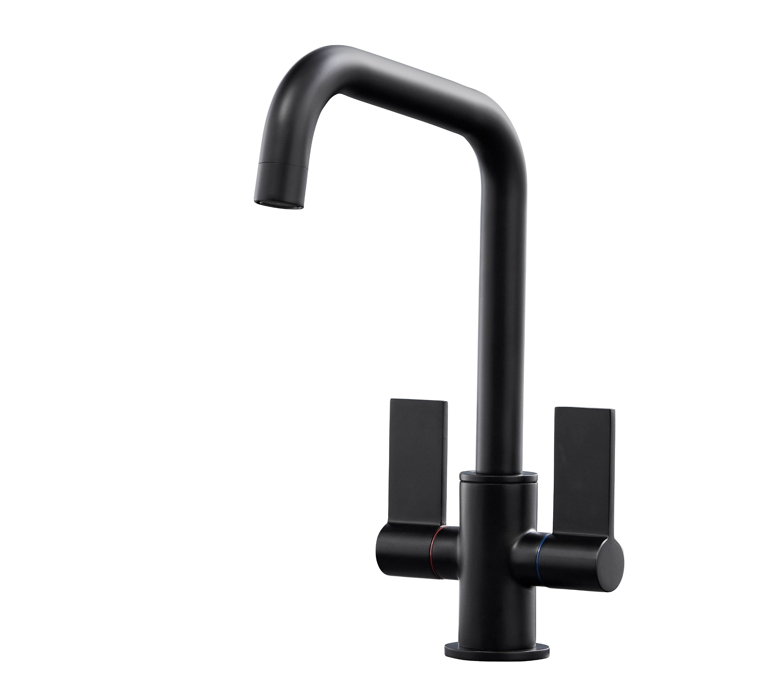 Malton Mono Bloc Twin Flat handles with D shaped spout - Matt Black