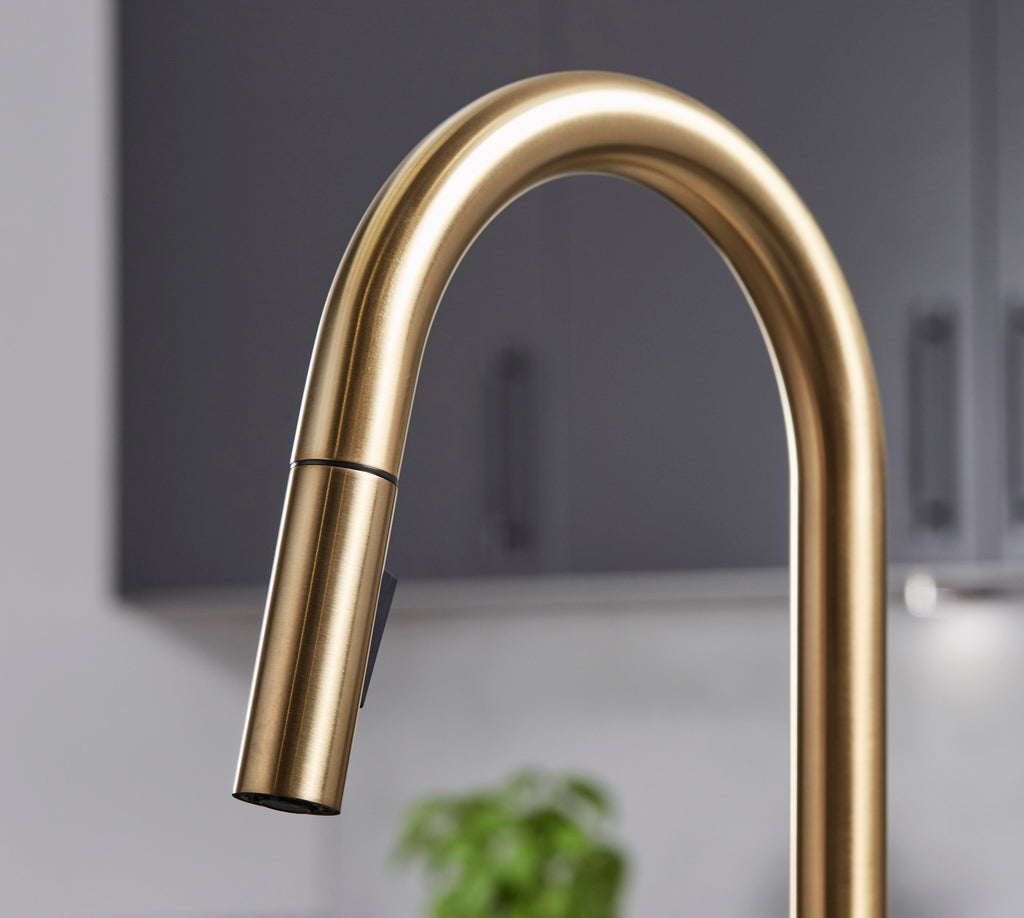 Platinum 4-in-1 Pull-Out: Swan Neck - Brushed Gold