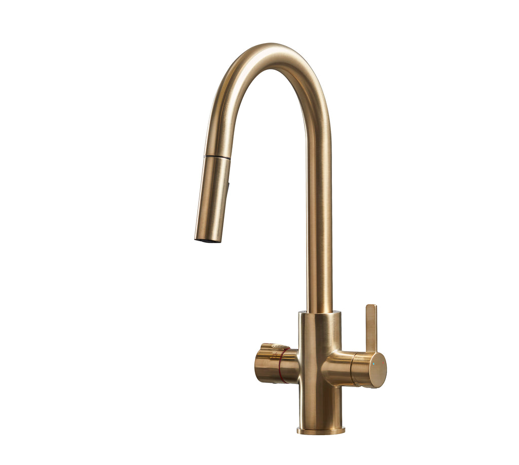Platinum 4-in-1 Pull-Out: Swan Neck - Brushed Gold