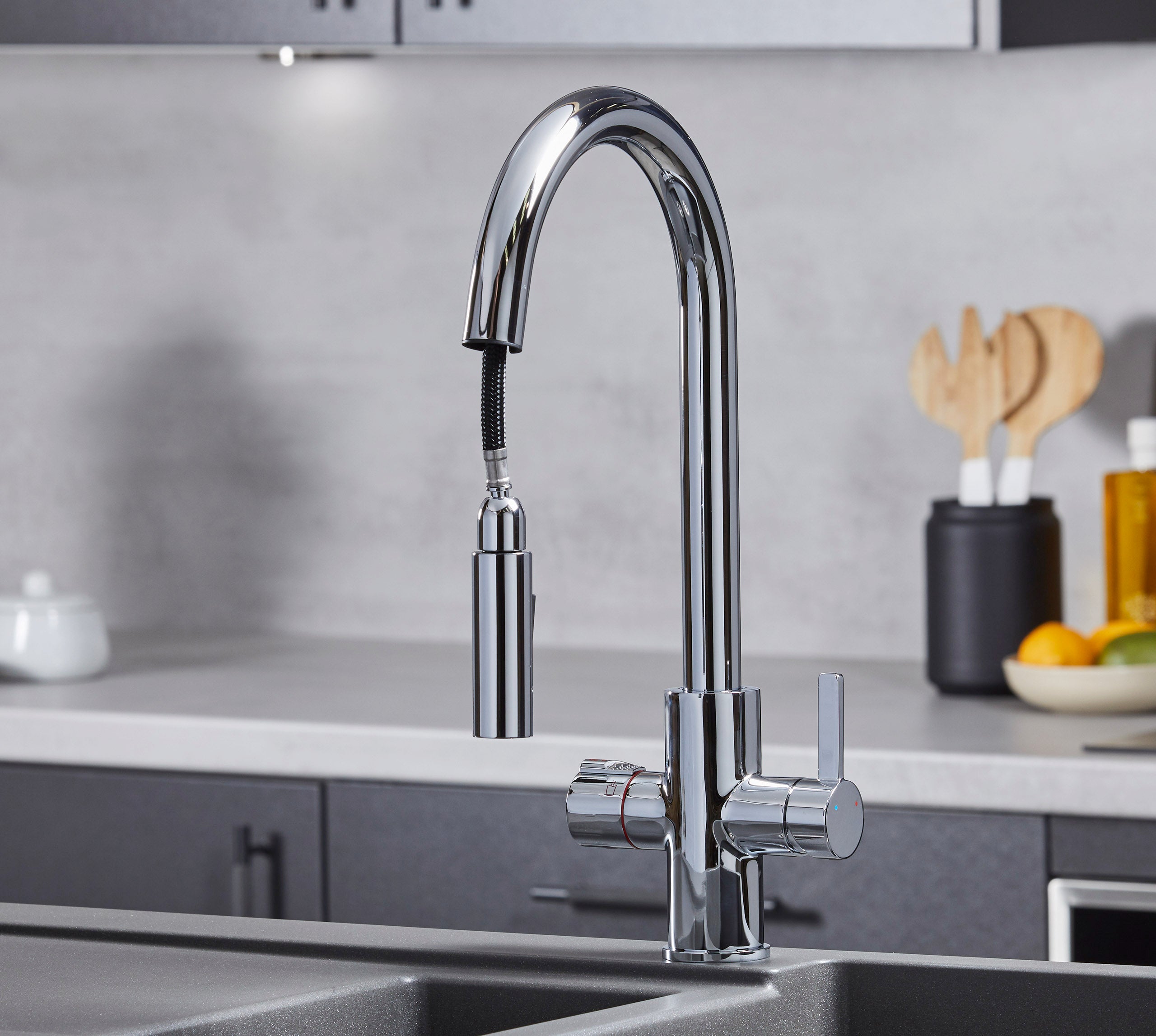 Roma Swan Neck 4-in-1 Pull Out Boiling Tap - Chrome
