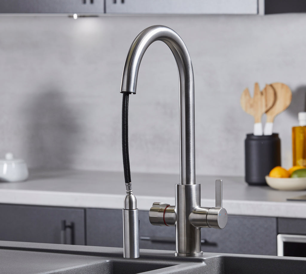 Platinum 4-in-1 Pull-Out: Swan Neck - Brushed Nickel