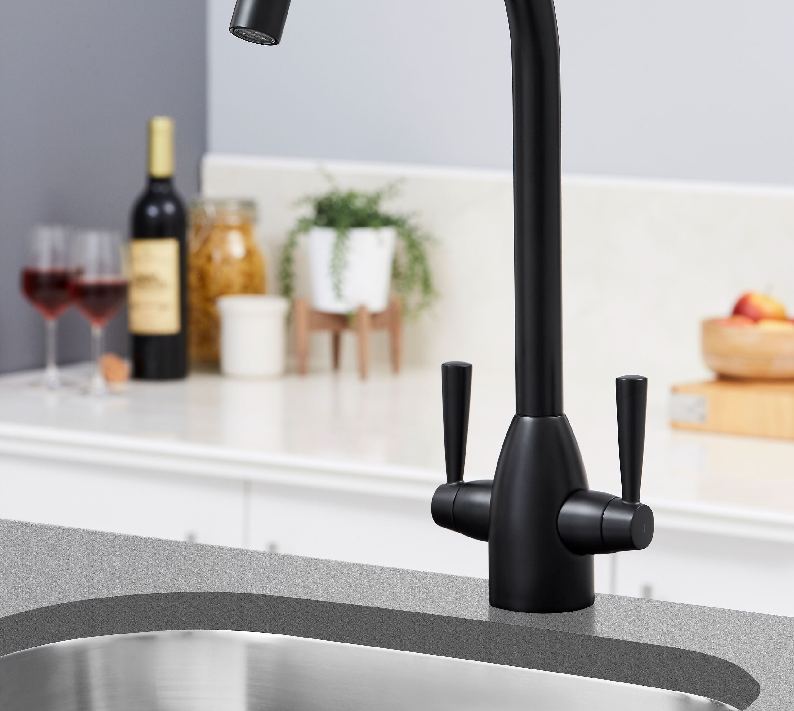 Richmond Twin Lever Mono Bloc Tap - Matt Black