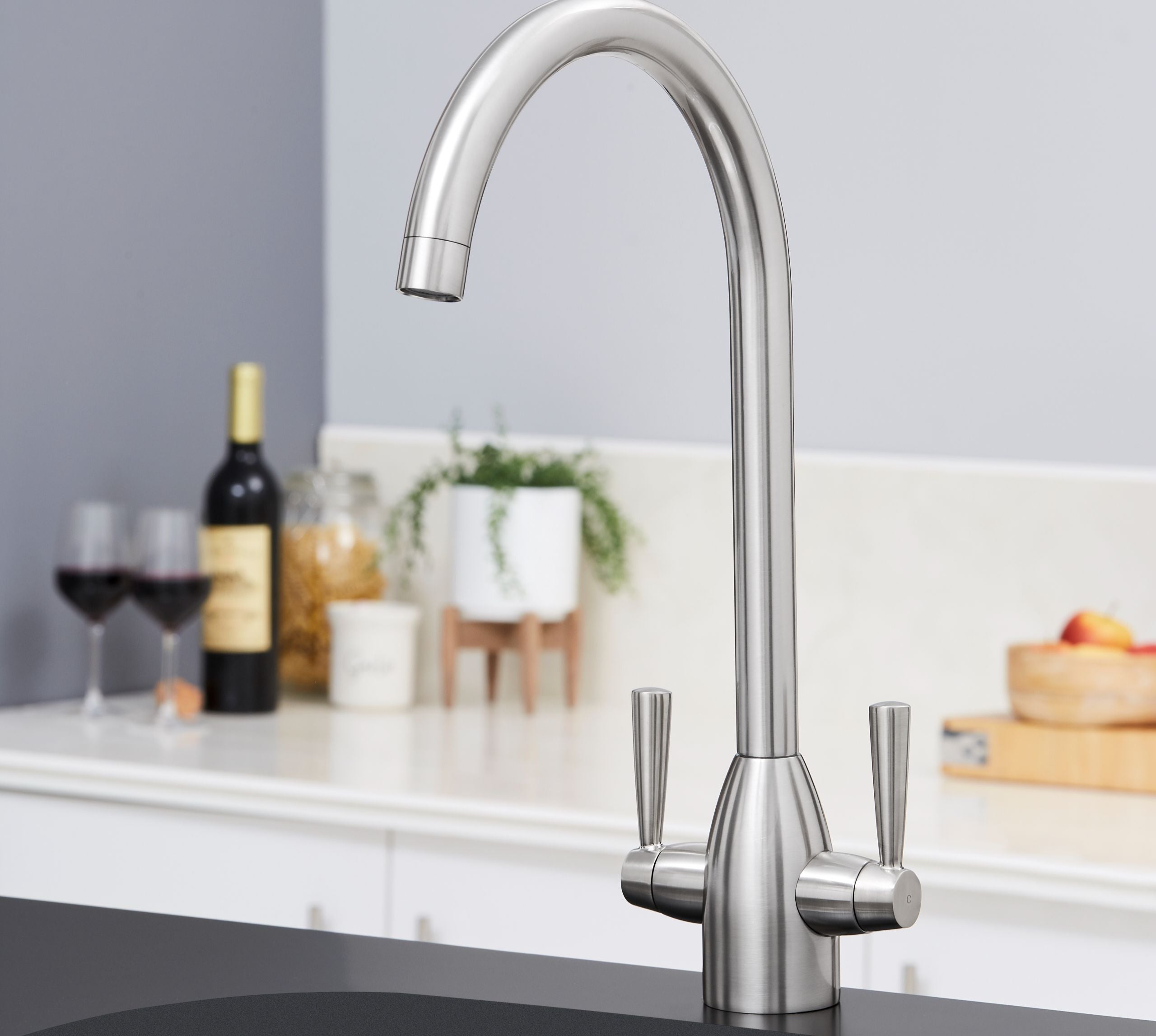 Richmond Twin Lever Mono Bloc Tap - Brushed Nickel