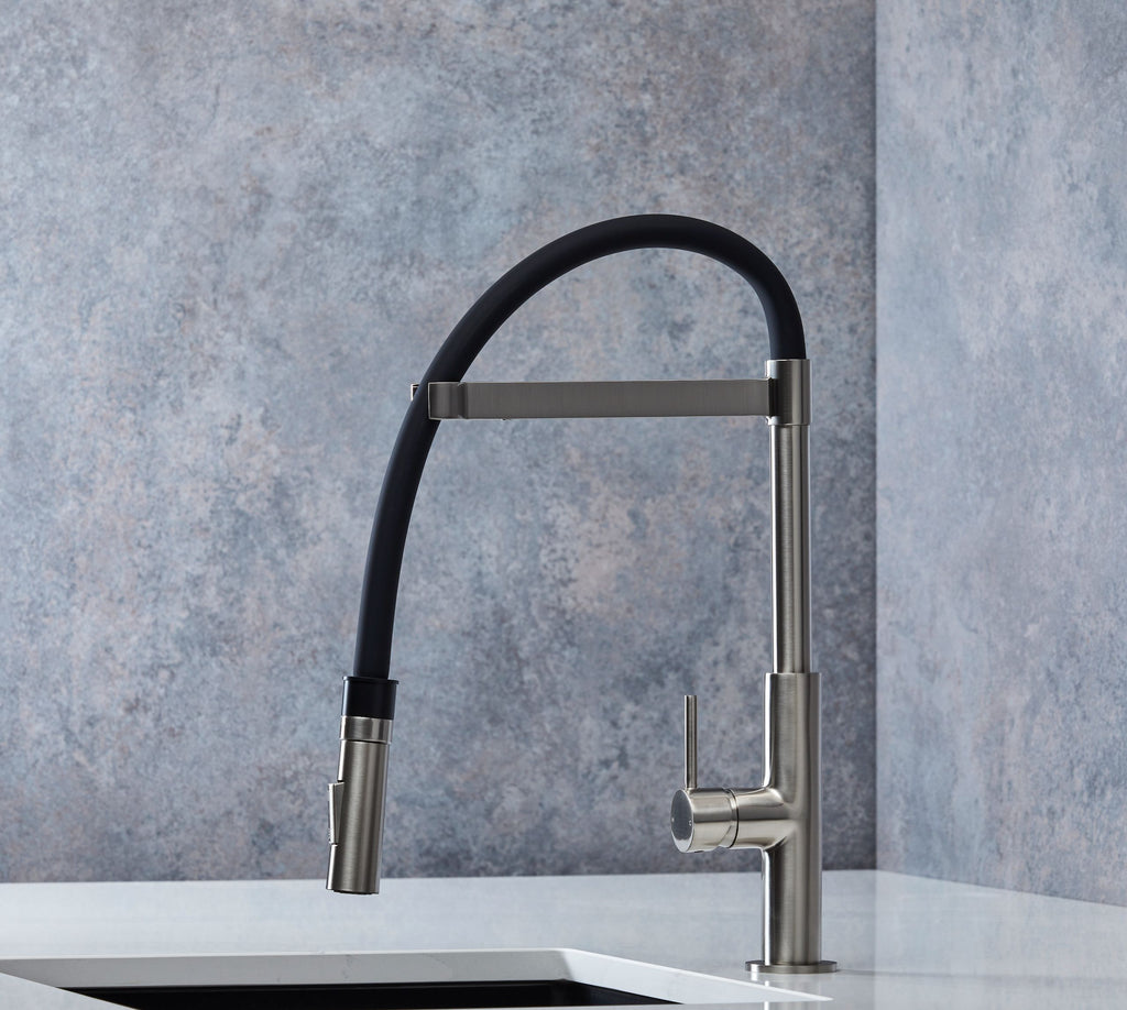 Malham Flexi Pull Down, Dual lever tap
- Brushed Nickel