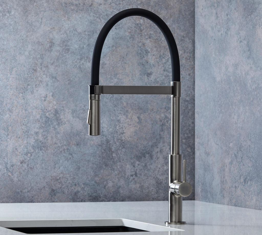Malham Flexi Pull Down, Dual lever tap
- Brushed Nickel