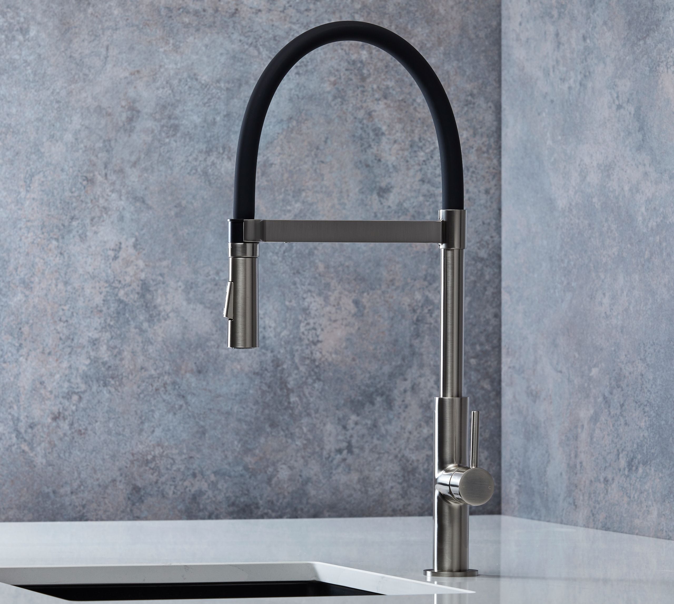 Malham Flexi Pull Down, Dual lever tap
- Brushed Nickel
